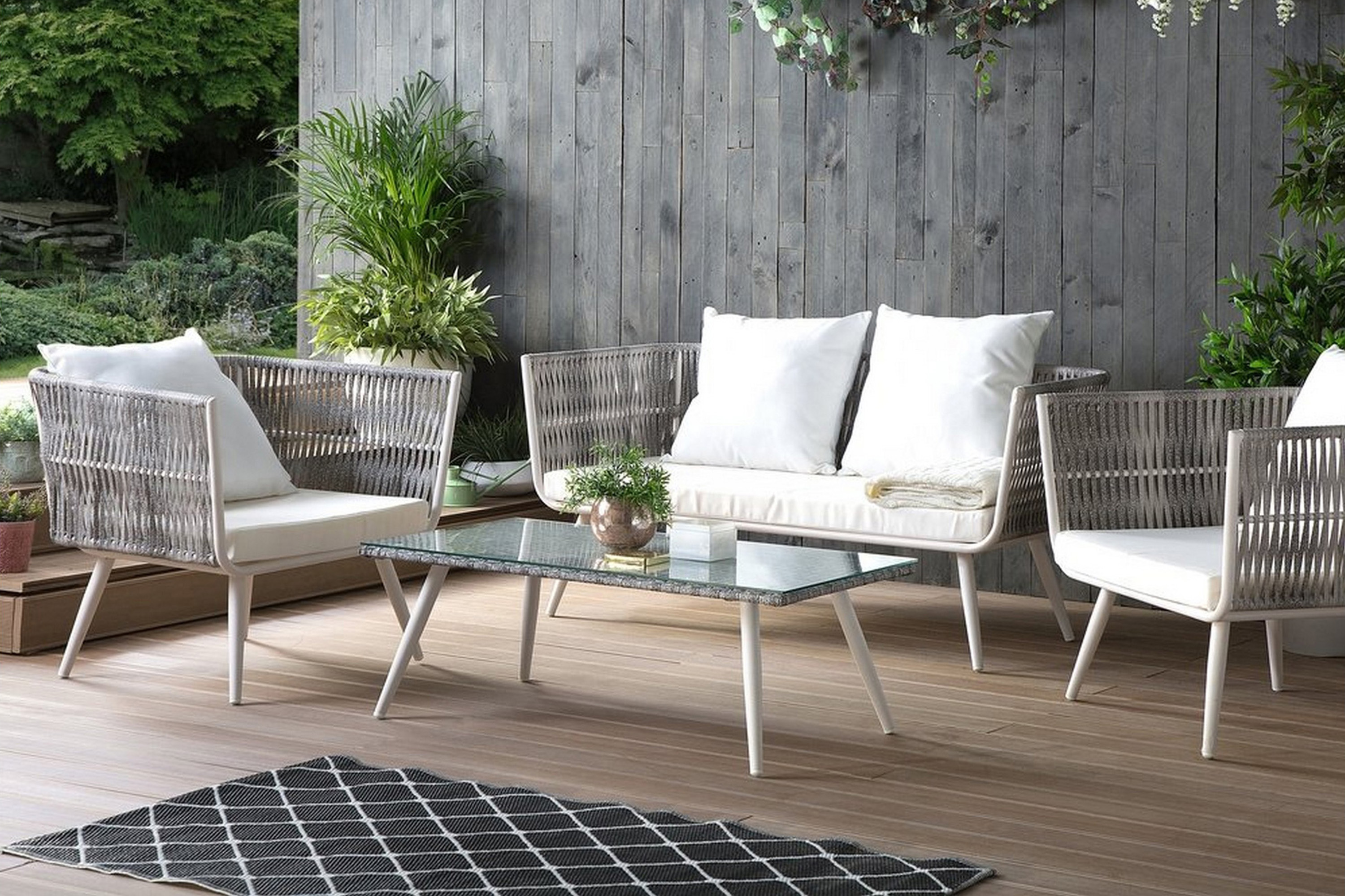 Ragusa Loungegrupp 156 cm - Grå & Loungeset Tyg