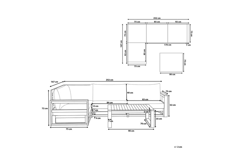 Timor Loungegrupp 90 cm - Trä/Natur - Altanmöbler - Soffgrupp utomhus - Loungegrupp & Loungeset