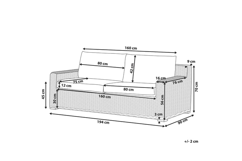 Apriliana 2-sits Utesoffa - Konstrotting/Ljusbrun - Utemöbler - Loungemöbler - Loungesoffa