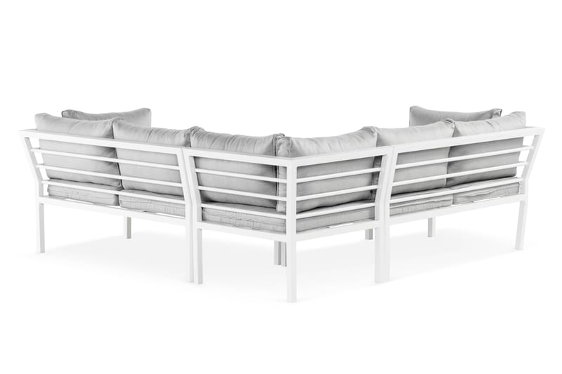 Ariany Hörnsoffa utomhus - Loungegsoffa utomhus, 5-sits utesoffa i Aluminium - Vit / Grå dynor - Utemöbler - Loungemöbler - Loungesoffa