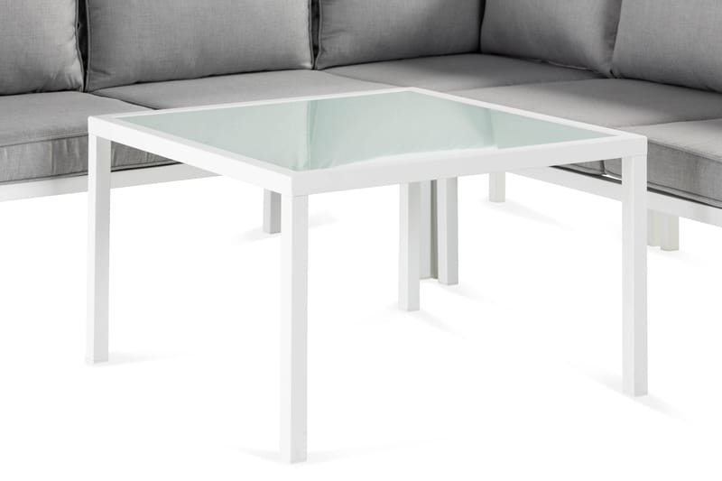 Ariany Hörnsoffa utomhus - Loungegsoffa utomhus, 5-sits utesoffa i Aluminium - Vit / Grå dynor - Utemöbler - Loungemöbler - Loungesoffa