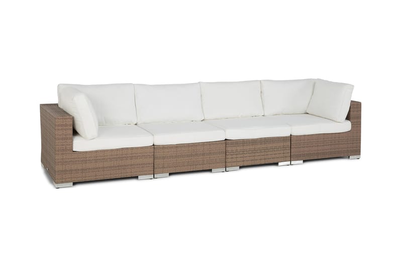 Bahamas Loungesoffa 4-sits - Sand Beige / Vita dynor - Utemöbler - Loungemöbler - Loungesoffa