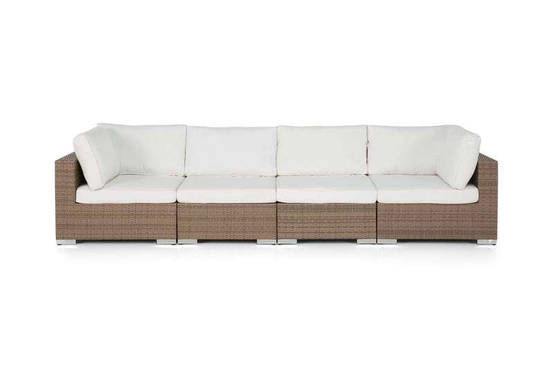 Bahamas Loungesoffa 4-sits - Sand Beige / Vita dynor - Utemöbler - Loungemöbler - Loungesoffa