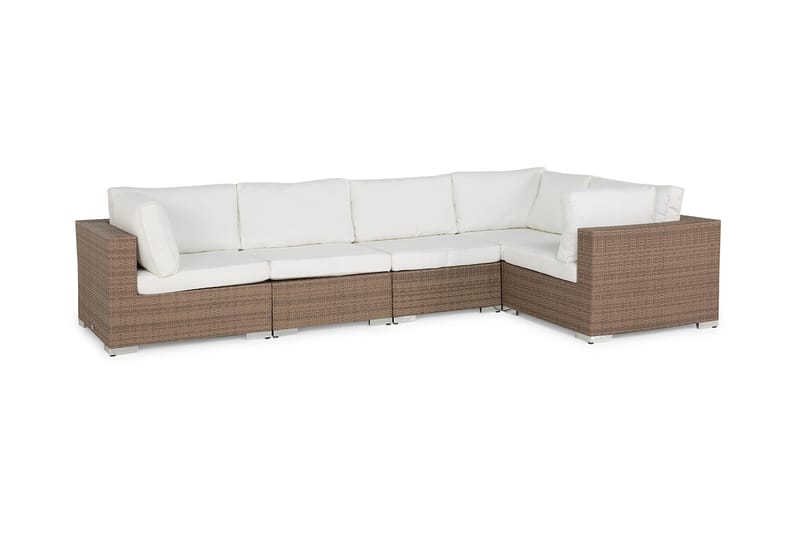 Bahamas Loungesoffa 5-sits - Sand Beige / Vita dynor - Utemöbler - Loungemöbler - Loungesoffa