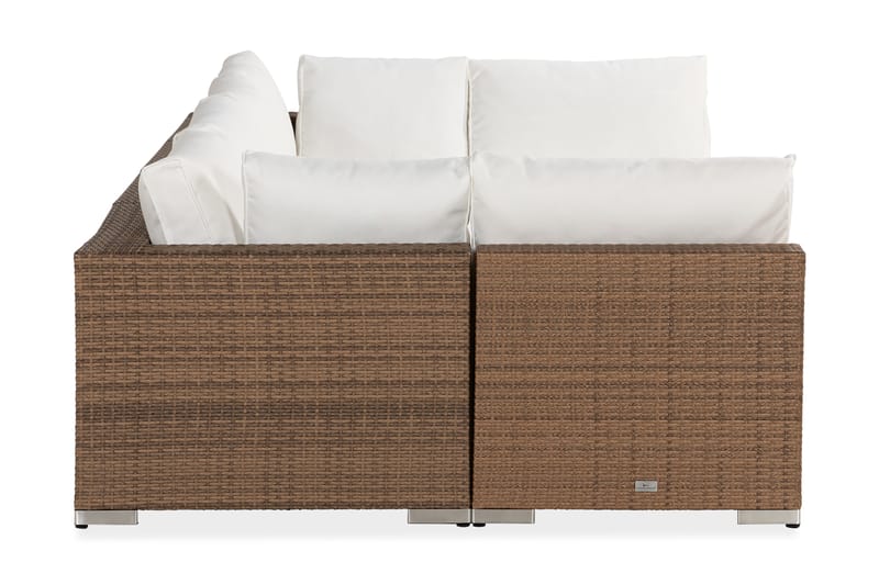 Bahamas Loungesoffa 6-sits – U-soffa för Utemöbler i Konstrotting - Sand Beige / Vita dynor - Utemöbler - Loungemöbler - Loungesoffa