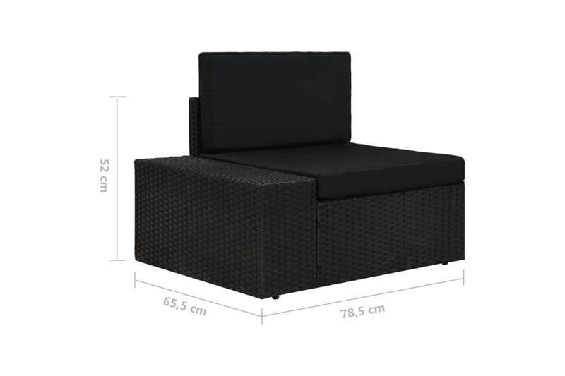 Modulsoffa 3-sits konstrotting svart - Svart - Loungesoffa - Utesoffa