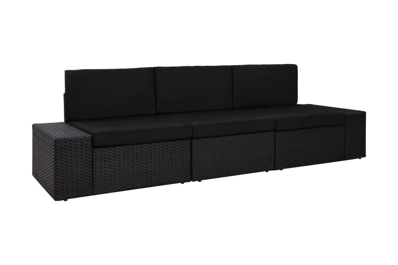 Modulsoffa 3-sits konstrotting svart - Svart - Loungesoffa - Utesoffa