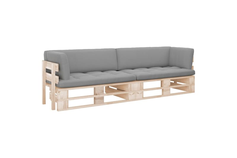 Pallsoffa 2-sits med dynor impregnerad furu - Brun - Utemöbler - Loungemöbler - Loungesoffa