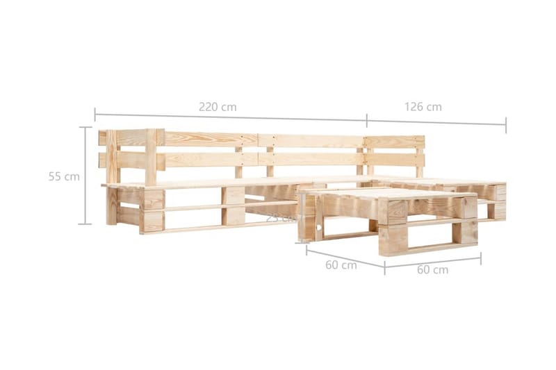 Pallsoffa 4 delar naturligt trä - Brun - Loungesoffa - Utesoffa