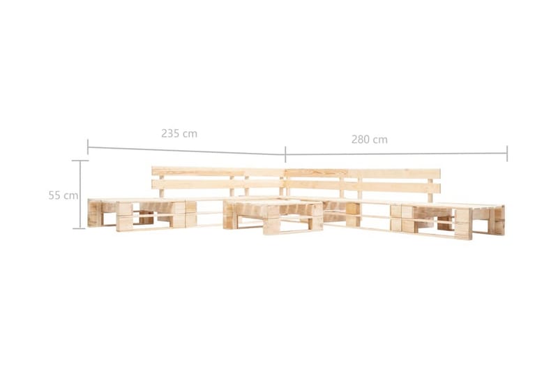 Pallsoffa Utomhus 6 delar naturligt trä - Brun - Utemöbler - Loungemöbler - Loungesoffa