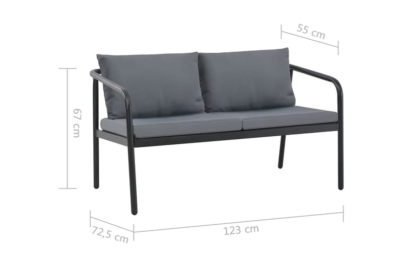 Trädgårdssoffa 2-sits med dynor aluminium grå - Grå - Utemöbler - Loungemöbler - Loungesoffa