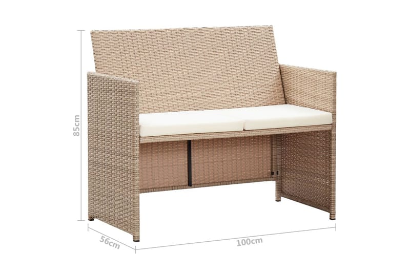 Trädgårdssoffa 2-sits med dynor konstrotting beige - Beige - Loungesoffa - Utesoffa