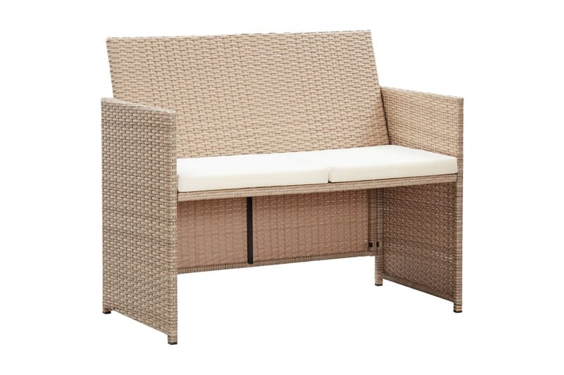 Trädgårdssoffa 2-sits med dynor konstrotting beige - Beige - Loungesoffa - Utesoffa