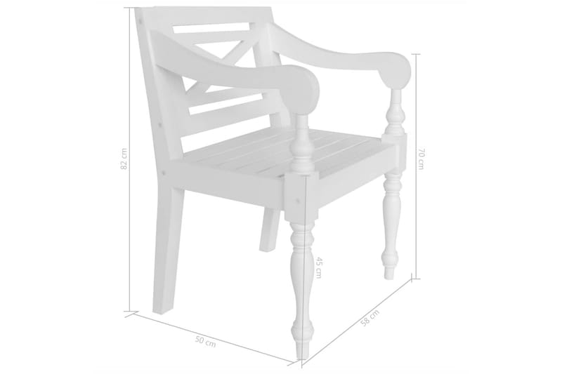 BataviaUtestolar 2 st vit massivt mahognyträ - Vit - Utemöbler - Loungemöbler - Loungestol utomhus