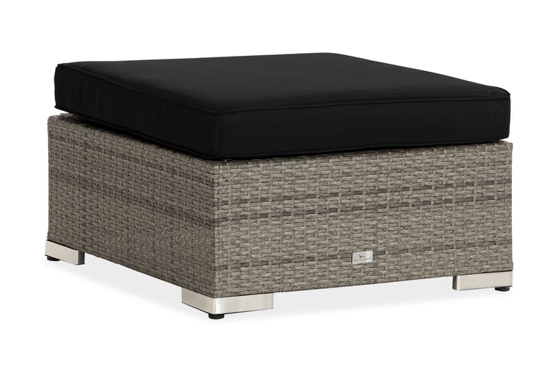 Bahamas Divanmodul - Loungebord utomhus 75x75 cm till soffgrupp i konstrotting med glasskiva - Grå / Svart dyna - Utemöbler - Loungemöbler - Modulsoffa utomhus