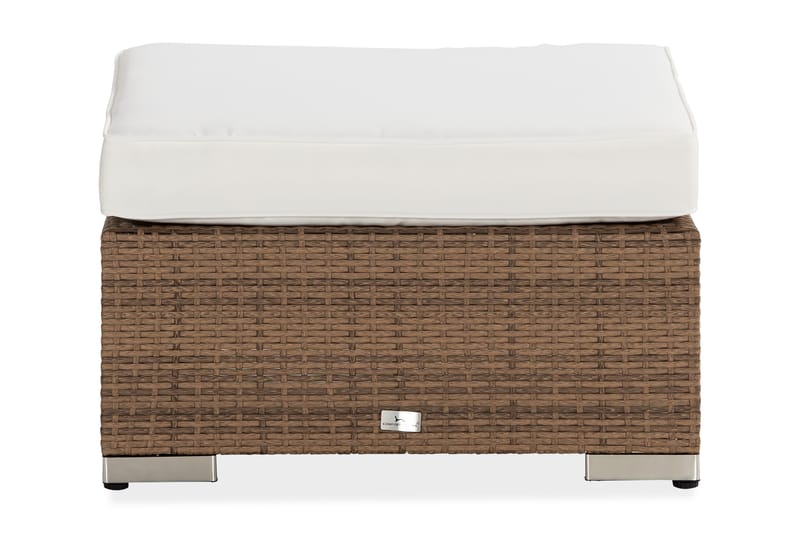 Bahamas Divanmodul - Loungebord utomhus 75x75 cm till soffgrupp i konstrotting med glasskiva - Sand Beige / Vit dyna - Utemöbler - Loungemöbler - Modulsoffa utomhus