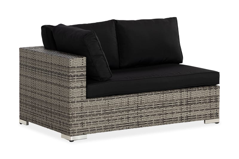 Bahamas Högermodul utomhus 140 cm i konstrotting - Grå / Svarta dynor - Utemöbler - Loungemöbler - Modulsoffa utomhus - Hörnmodul utesoffa