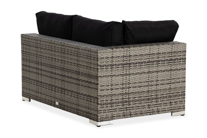 Bahamas Högermodul utomhus 140 cm i konstrotting - Grå / Svarta dynor - Utemöbler - Loungemöbler - Modulsoffa utomhus - Hörnmodul utesoffa