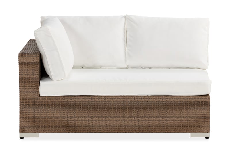 Bahamas Högermodul utomhus 140 cm i konstrotting - Sand Beige / Vita dynor - Utemöbler - Loungemöbler - Modulsoffa utomhus - Hörnmodul utesoffa