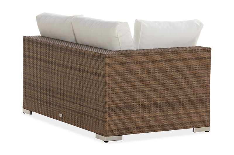 Bahamas Högermodul utomhus 140 cm i konstrotting - Sand Beige / Vita dynor - Utemöbler - Loungemöbler - Modulsoffa utomhus - Hörnmodul utesoffa