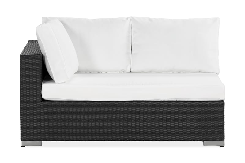 Bahamas Högermodul utomhus 140 cm i konstrotting - Svart / Vit dyna - Utemöbler - Loungemöbler - Modulsoffa utomhus