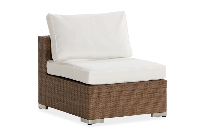 Bahamas Mittmodul utomhus i konstrotting - Sand Beige / Vita dynor - Utemöbler - Loungemöbler - Modulsoffa utomhus