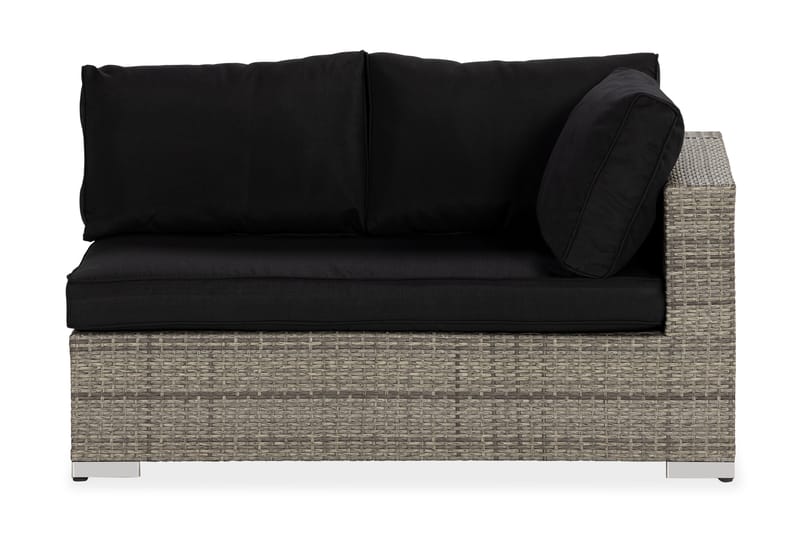 Bahamas Vänstermodul utomhus 140 cm i konstrotting - Grå / Svarta dynor - Utemöbler - Loungemöbler - Modulsoffa utomhus