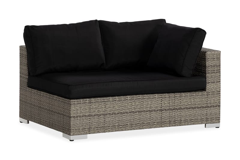 Bahamas Vänstermodul utomhus 140 cm i konstrotting - Grå / Svarta dynor - Utemöbler - Loungemöbler - Modulsoffa utomhus