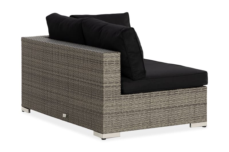 Bahamas Vänstermodul utomhus 140 cm i konstrotting - Grå / Svarta dynor - Utemöbler - Loungemöbler - Modulsoffa utomhus