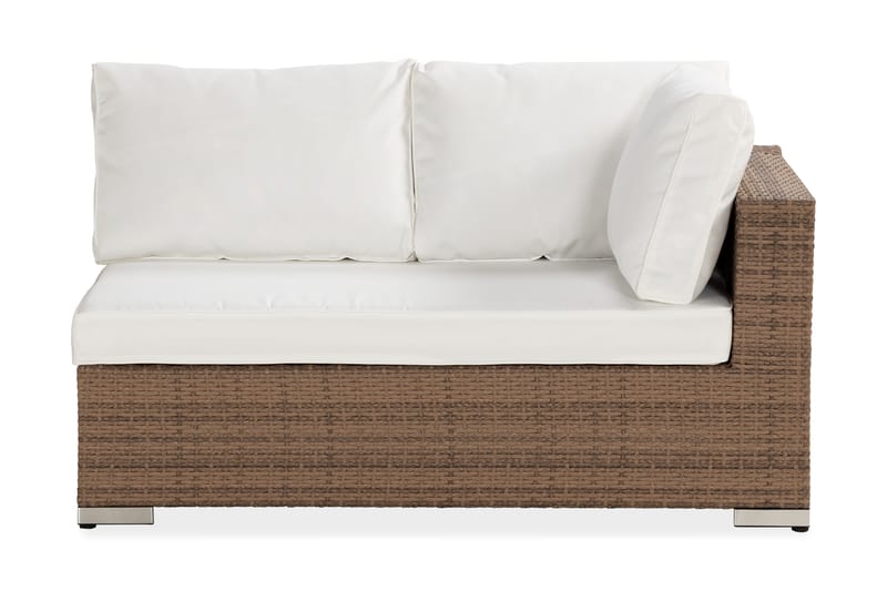 Bahamas Vänstermodul utomhus 140 cm i konstrotting - Sand Beige / Vita dynor - Utemöbler - Loungemöbler - Modulsoffa utomhus