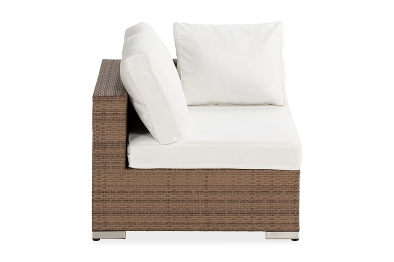 Bahamas Vänstermodul utomhus 140 cm i konstrotting - Sand Beige / Vita dynor - Utemöbler - Loungemöbler - Modulsoffa utomhus