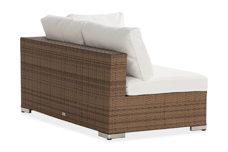 Bahamas Vänstermodul utomhus 140 cm i konstrotting - Sand Beige / Vita dynor - Utemöbler - Loungemöbler - Modulsoffa utomhus