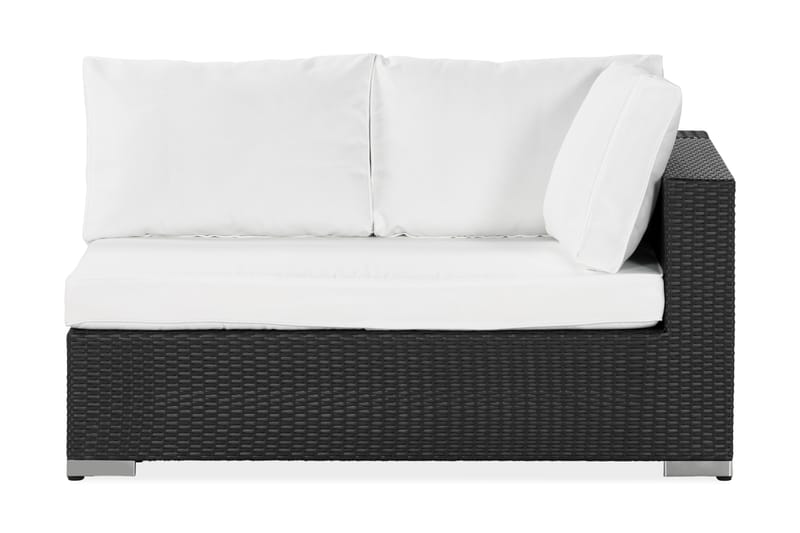 Bahamas Vänstermodul utomhus 140 cm i konstrotting - Svart / Vita dynor - Utemöbler - Loungemöbler - Modulsoffa utomhus