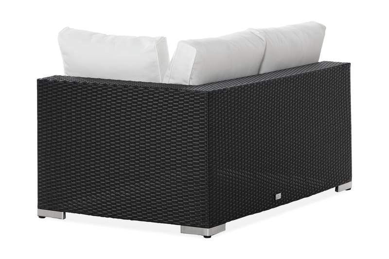 Bahamas Vänstermodul utomhus 140 cm i konstrotting - Svart / Vita dynor - Utemöbler - Loungemöbler - Modulsoffa utomhus