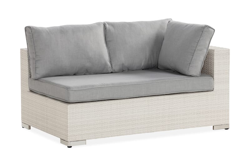 Bahamas Vänstermodul utomhus 140 cm i konstrotting - Vit / Ljusgrå dynor - Utemöbler - Loungemöbler - Modulsoffa utomhus