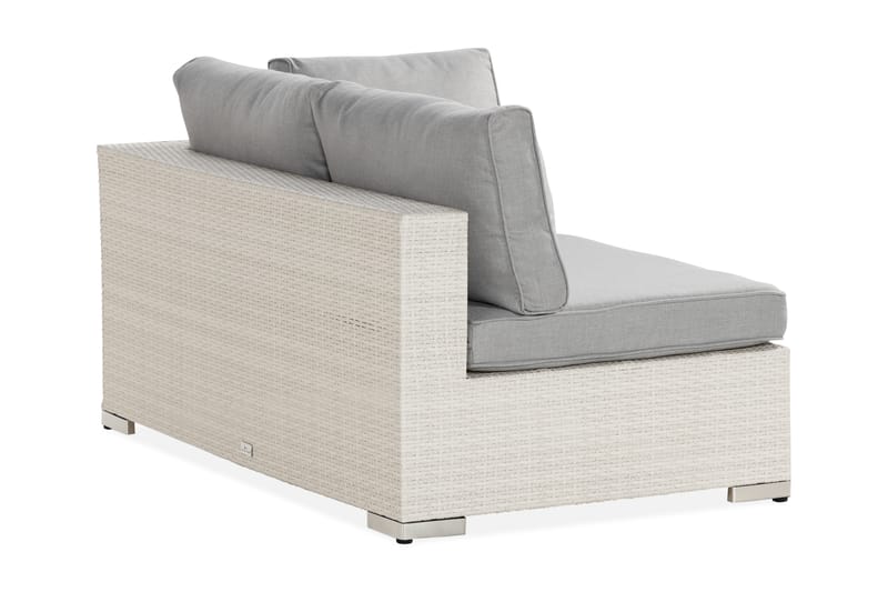 Bahamas Vänstermodul utomhus 140 cm i konstrotting - Vit / Ljusgrå dynor - Utemöbler - Loungemöbler - Modulsoffa utomhus