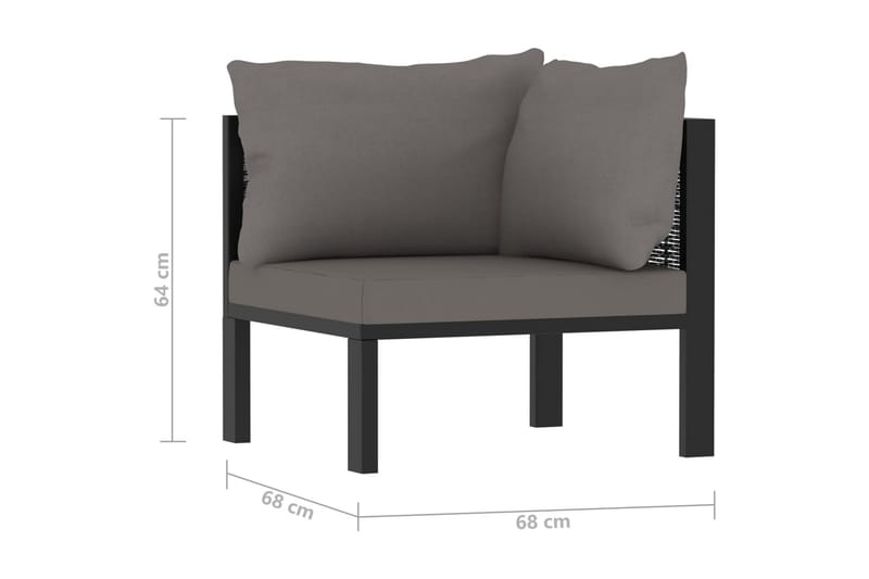 Hörnsits till Modulsoffa Utomhus vänster armstöd konstrotting antrac - Grå - Utemöbler - Loungemöbler - Modulsoffa utomhus - Hörnmodul utesoffa