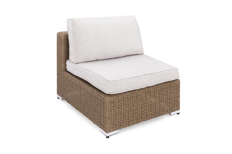 Marcus Mittmodul utomhus med Dyna i Konstrotting - Natur Beige / Vita dynor - Utemöbler - Loungemöbler - Modulsoffa utomhus - Mittmodul utesoffa