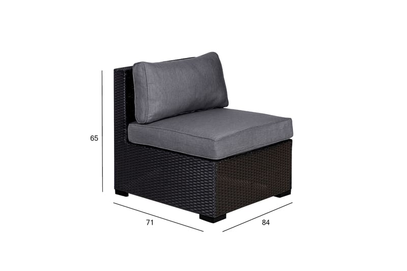 Sevilla Modulsoffa Utomhus 84x71xH65 cm Mittmodul Svart - Utemöbler - Loungemöbler - Modulsoffa utomhus - Mittmodul utesoffa