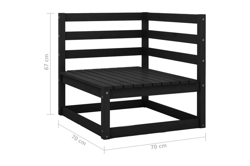 Loungegrupp Utomhus för trädgården med dynor 5 delar massiv furu - Svart - Utemöbler - Loungemöbler - Soffgrupp utomhus