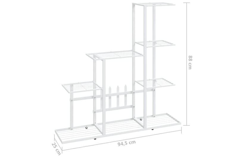 Växtställ 94,5x25x88 cm vit metall - Vit - Hyllor - Växthushylla