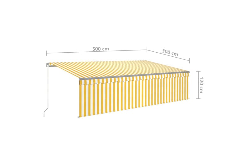 Automatiserad markis med rullgardin och LED 5x3 m gul och vi - Gul - Fönstermarkis - Markiser - Solskydd fönster