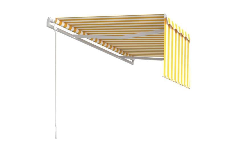 Automatisk infällbar markis med rullgardin 4,5x3 m gul/vit - Gul - Fönstermarkis - Markiser - Solskydd fönster