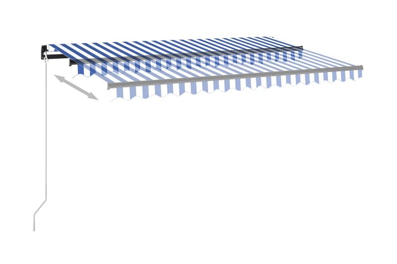 Automatisk markis 400x350 cm blå och vit - Blå - Utemöbler - Solskydd - Markiser - Balkongmarkis