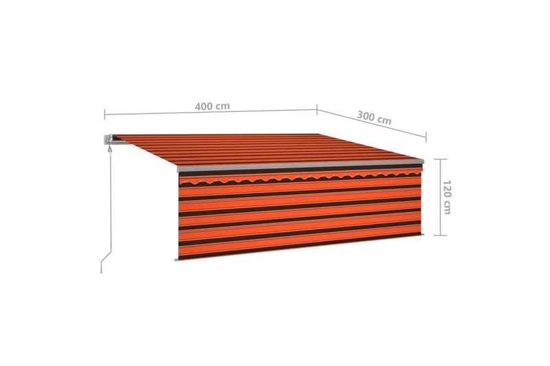 Automatisk markis m. vindsensor rullgardin LED 4x3m orange/b - Orange - Fönstermarkis - Markiser - Solskydd fönster