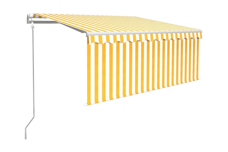Automatisk markis med rullgardin 3,5x2,5 m gul/vit - Gul - Fönstermarkis - Markiser - Solskydd fönster