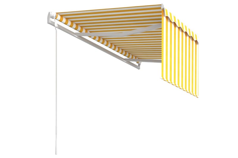 Automatisk markis med rullgardin 3,5x2,5 m gul/vit - Gul - Fönstermarkis - Markiser - Solskydd fönster