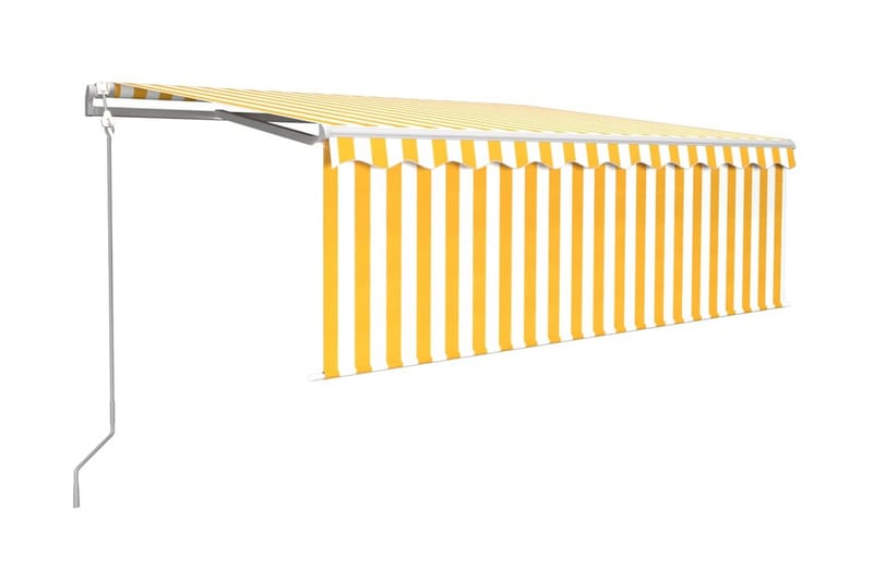 Automatisk markis med rullgardin 4x3 m gul och vit - Gul - Fönstermarkis - Markiser - Solskydd fönster