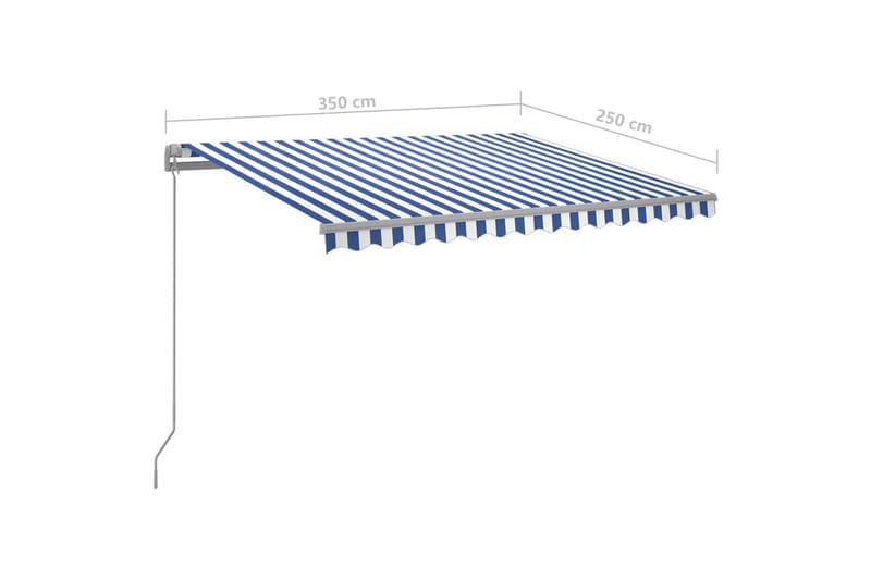 Automatisk markis med vindsensor & LED 3,5x2,5 m blå och vit - Blå - Balkongmarkis - Markiser - Terrassmarkis