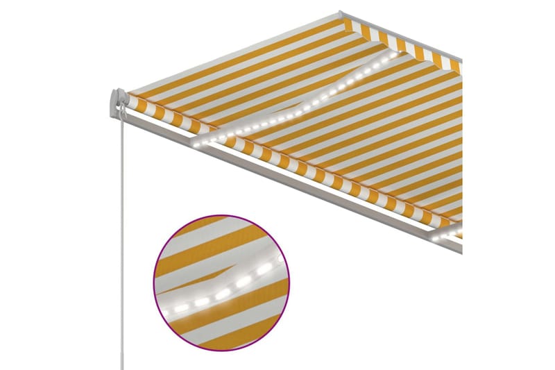 Automatisk markis med vindsensor & LED 3,5x2,5 m gul/vit - Gul - Balkongmarkis - Markiser - Terrassmarkis